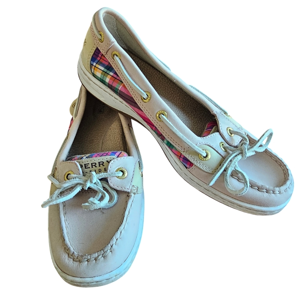 Sperry Topsiders Angelfish light Pink Leather Pink Plaid Boat Shoes